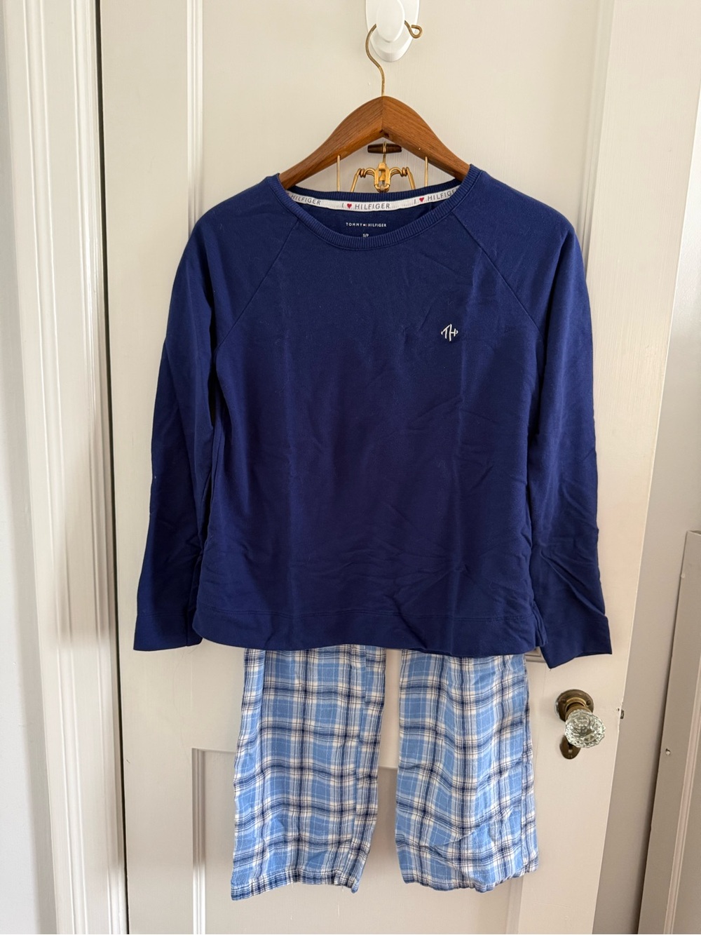 Tommy Hilfiger Blue Plaid 2 Piece Women’s Pajama Set Size S